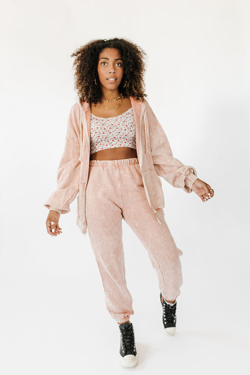 Vibe Check Washed Pant// Peach